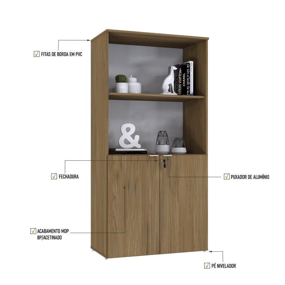 Armário Alto Estante Com 02 Portas 161,5x80x42cm Wlae80 Vermont Oak - Branco - 3