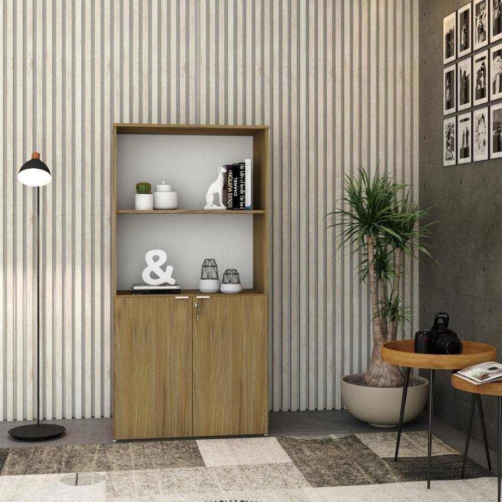 Armário Alto Estante Com 02 Portas 161,5x80x42cm Wlae80 Vermont Oak - Branco - 4