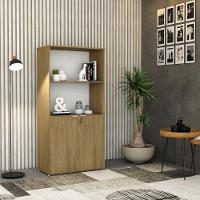 Armário Alto Estante Com 02 Portas 161,5x80x42cm Wlae80 Vermont Oak - Branco - 2