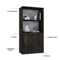 Armário Alto Estante Com 02 Portas 161,5x80x42cm Wlae80 Carvalho Dark - Branco