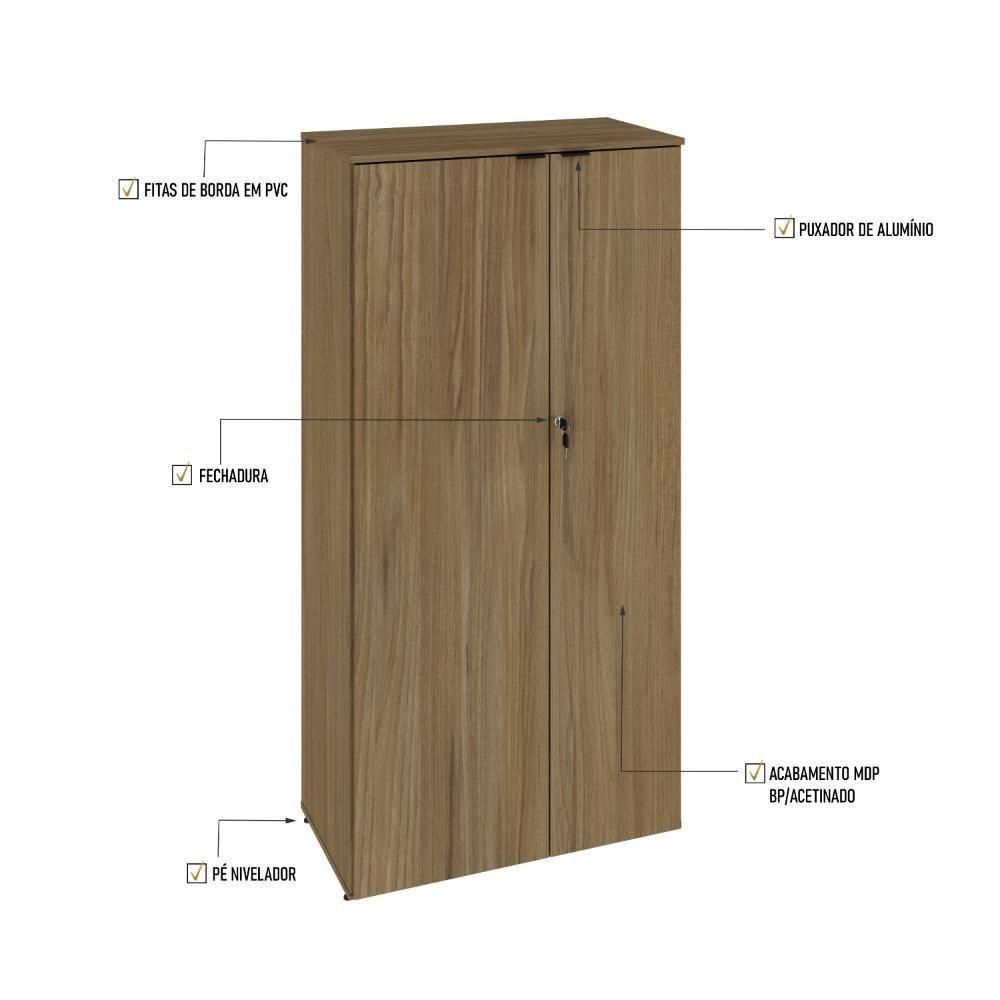 Armário Alto Fechado Com 02 Portas 161,5x80x42cm Wlaf80 Vermont Oak - Preto - 3