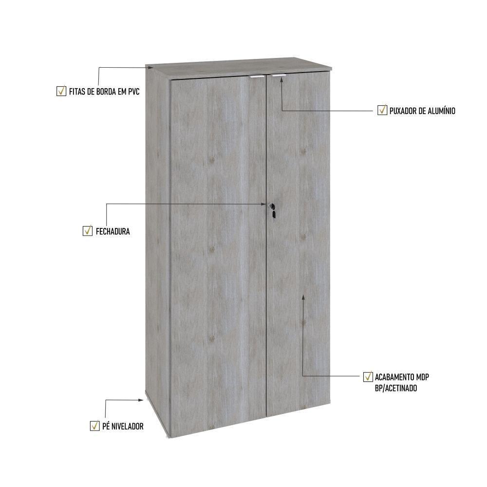 Armário Alto Fechado Com 02 Portas 161,5x80x42cm Wlaf80 Snow - Branco - 3