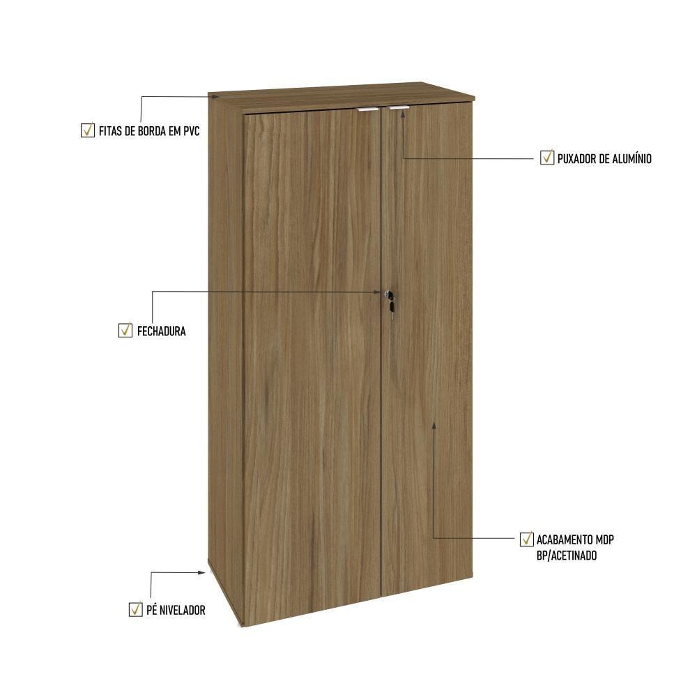 Armário Alto Fechado Com 02 Portas 161,5x80x42cm Wlaf80 Vermont Oak - Branco - 3
