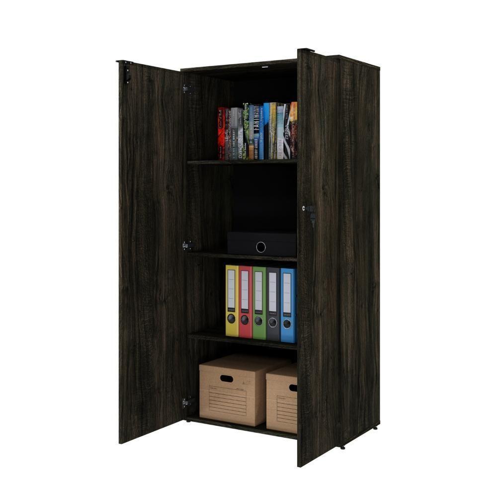 Armário Alto Fechado Com 02 Portas 161,5x80x42cm Wlaf80 Carvalho Dark - Preto - 5