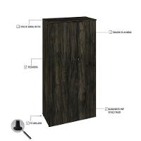 Armário Alto Fechado Com 02 Portas 161,5x80x42cm Wlaf80 Carvalho Dark - Preto - 3