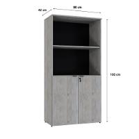 Armário Alto Estante Com 02 Portas 161,5x80x42cm Wlae80 Snow - Preto - 2