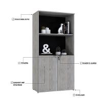 Armário Alto Estante Com 02 Portas 161,5x80x42cm Wlae80 Snow - Preto