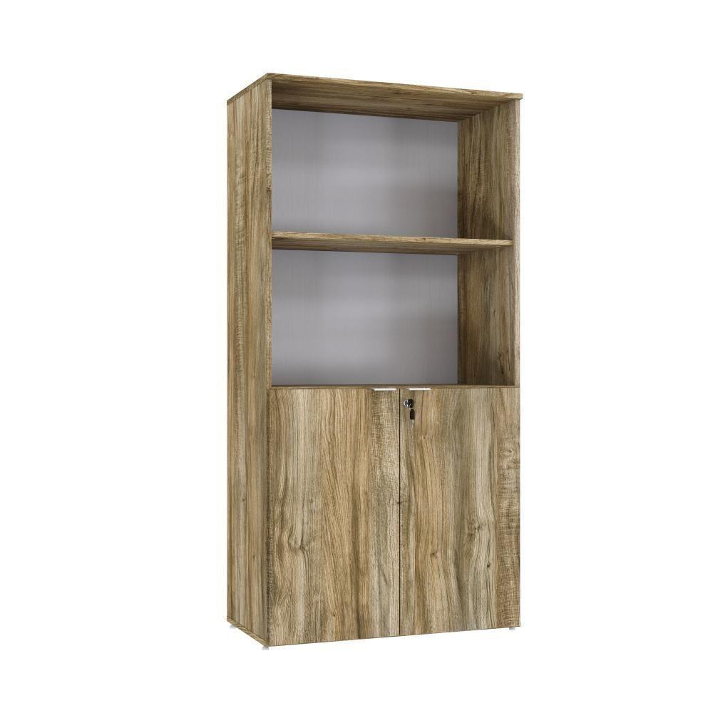 Armário Alto Estante Com 02 Portas 161,5x80x42cm Wlae80 Carvalho - Branco - 1