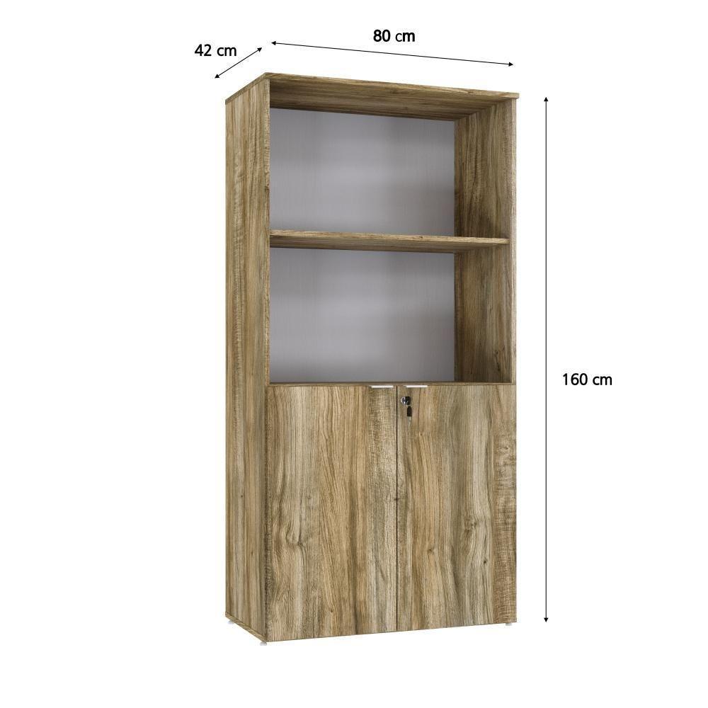 Armário Alto Estante Com 02 Portas 161,5x80x42cm Wlae80 Carvalho - Branco - 6