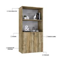 Armário Alto Estante Com 02 Portas 161,5x80x42cm Wlae80 Carvalho - Branco - 3