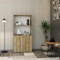 Armário Alto Estante Com 02 Portas 161,5x80x42cm Wlae80 Carvalho - Branco