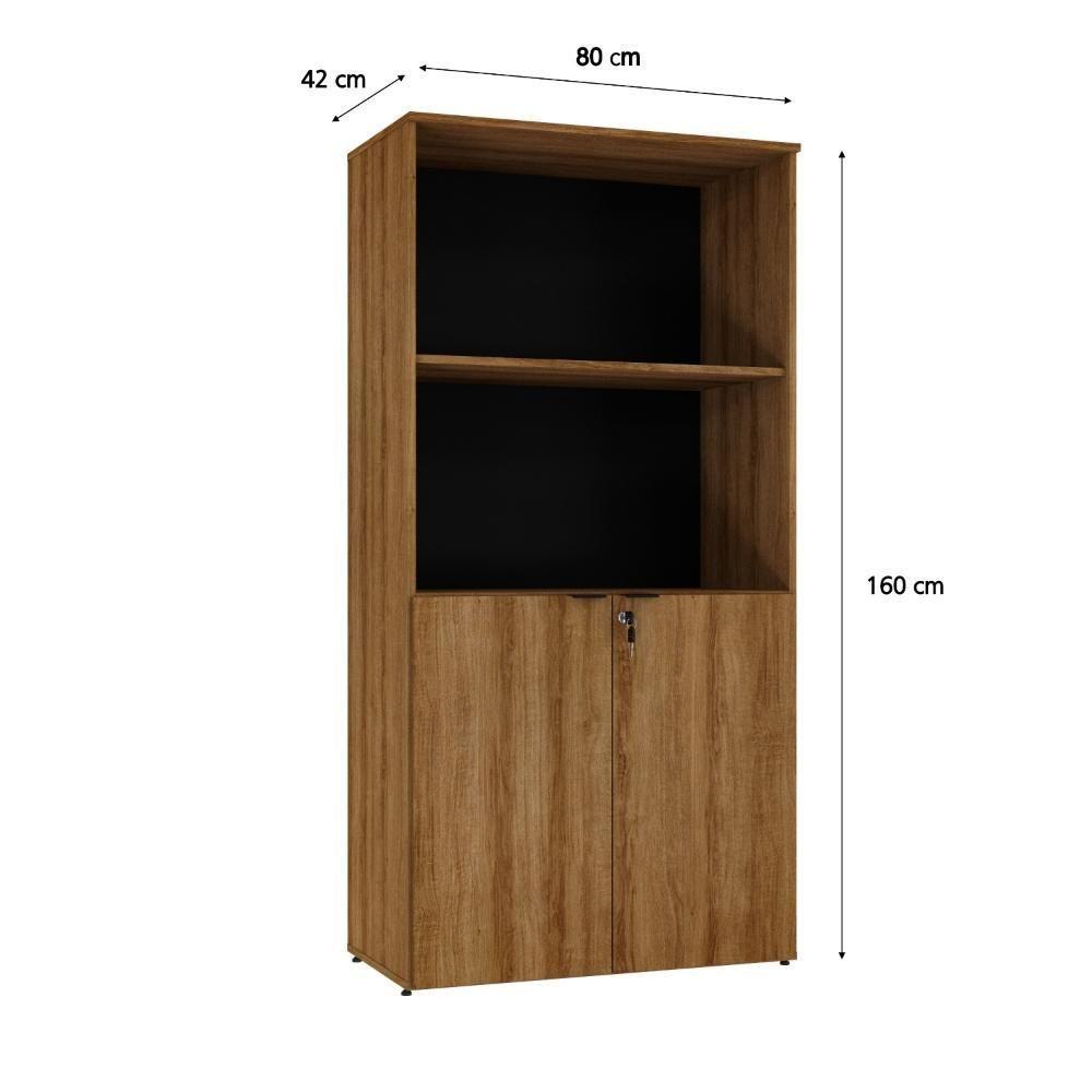 Armário Alto Estante Com 02 Portas 161,5x80x42cm Wlae80 Lâmina Mel - Preto - 4