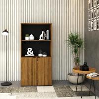 Armário Alto Estante Com 02 Portas 161,5x80x42cm Wlae80 Lâmina Mel - Preto - 2