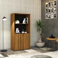 Armário Alto Estante Com 02 Portas 161,5x80x42cm Wlae80 Lâmina Mel - Preto - 5