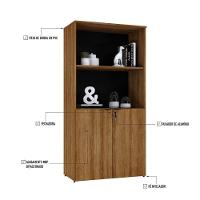 Armário Alto Estante Com 02 Portas 161,5x80x42cm Wlae80 Lâmina Mel - Preto - 6