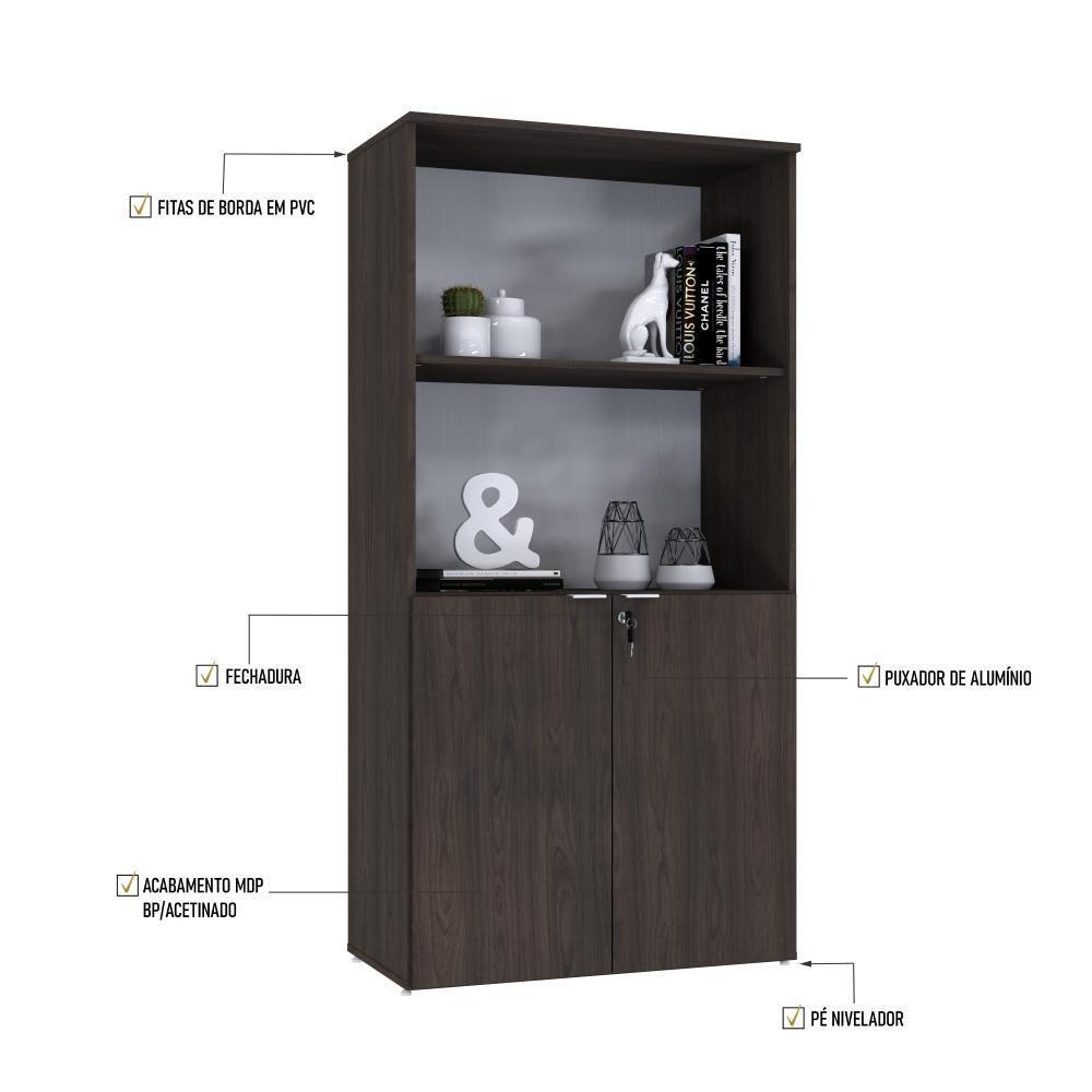 Armário Alto Estante Com 02 Portas 161,5x80x42cm Wlae80 Terracota - Branco - 4