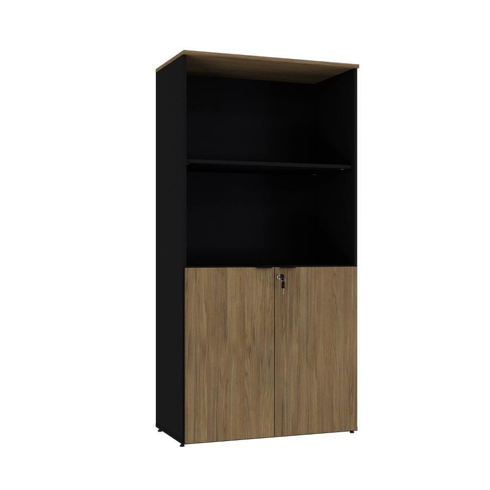 Armário Alto Estante Com 02 Portas 161,5x80x42cm Wlae80 Preto Tx Com vermont Oak - 1