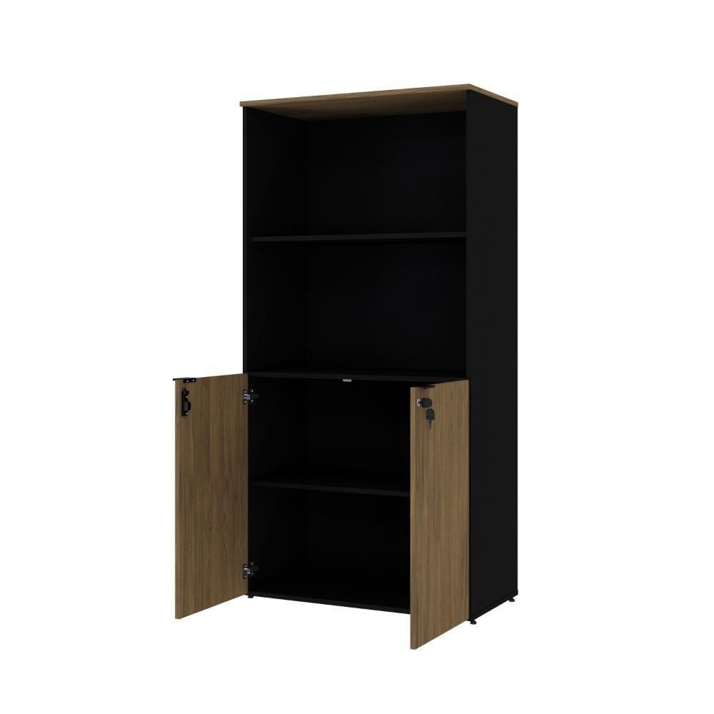 Armário Alto Estante Com 02 Portas 161,5x80x42cm Wlae80 Preto Tx Com vermont Oak - 5