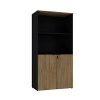 Armário Alto Estante Com 02 Portas 161,5x80x42cm Wlae80 Preto Tx Com vermont Oak - 1