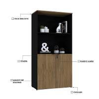 Armário Alto Estante Com 02 Portas 161,5x80x42cm Wlae80 Preto Tx Com vermont Oak - 3