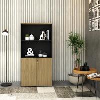 Armário Alto Estante Com 02 Portas 161,5x80x42cm Wlae80 Preto Tx Com vermont Oak