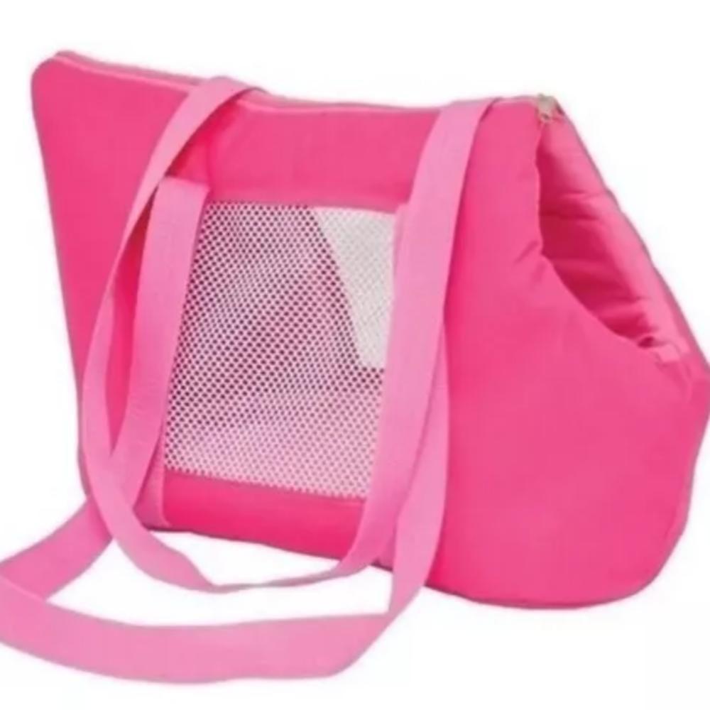 Bolsa Mochila De Ombro Passeio Seguro Cachorro Gato De Nylon Rosa - 1