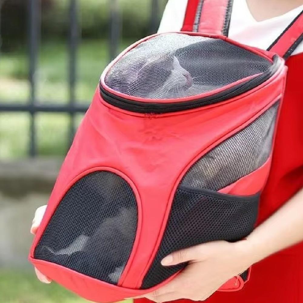 Mochila Pet Transporte Com Ventilação Cachorro Gato Vermelha - 8