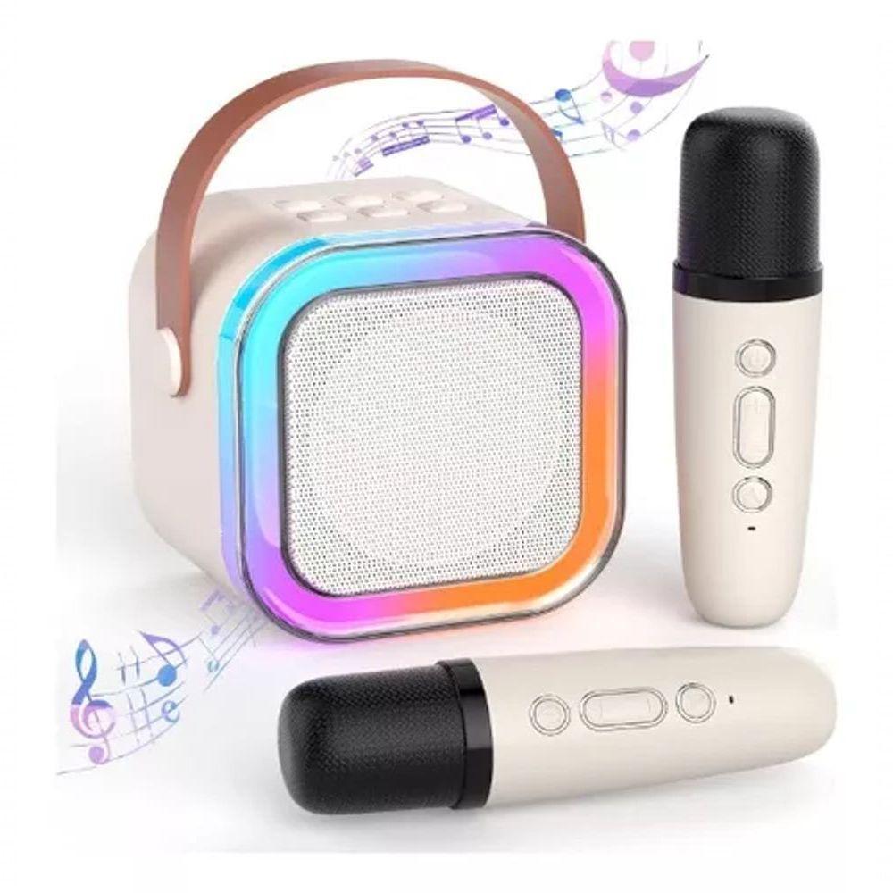Caixa Alto Falante Microfone Bluetooth Usb Portátil Karaokê - 2