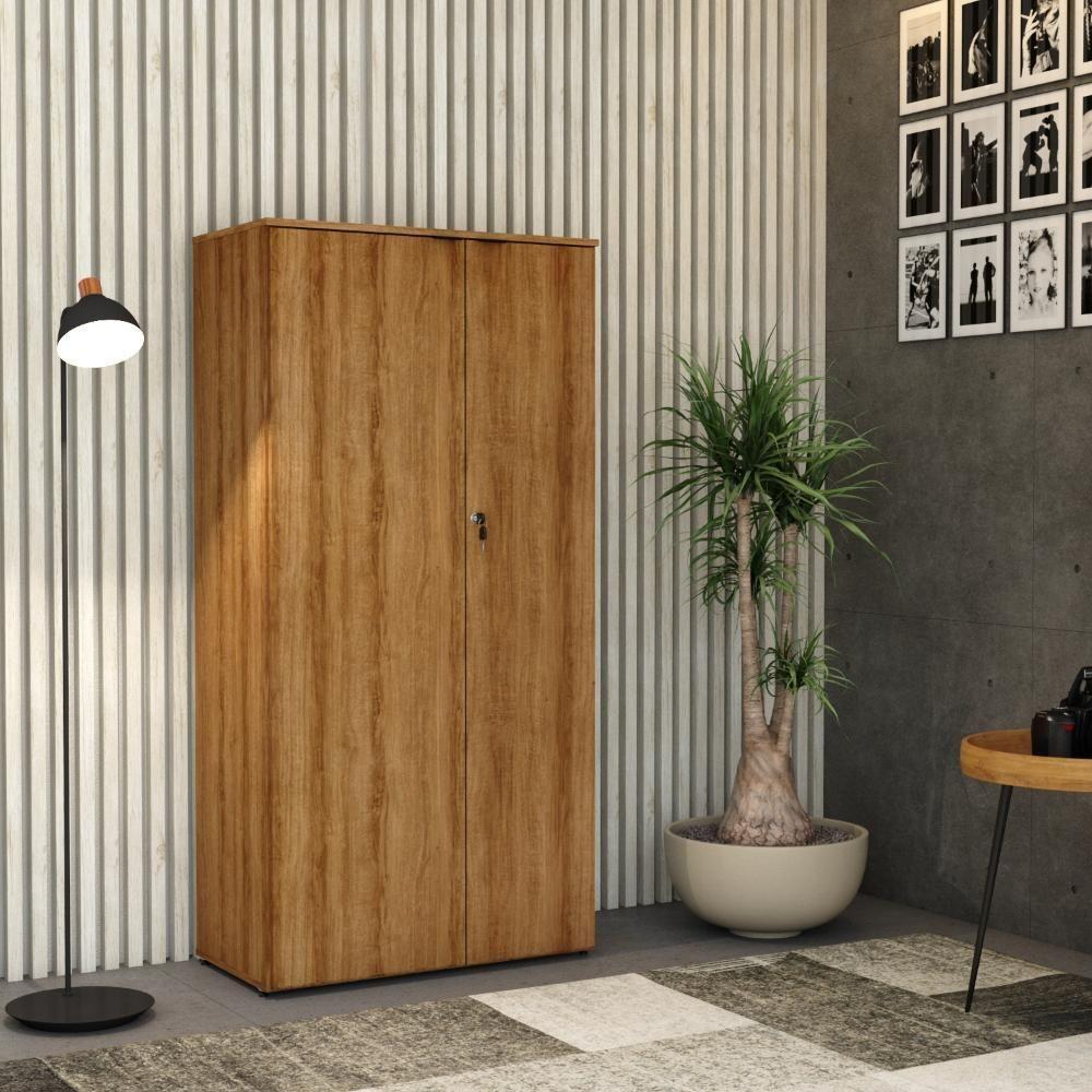 Armário Alto Fechado Com 02 Portas 161,5x80x42cm Wlaf80 Lâmina Mel - Preto - 2