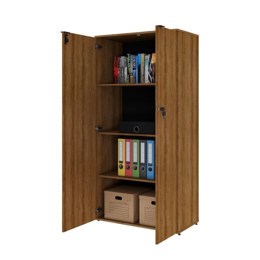 Armário Alto Fechado Com 02 Portas 161,5x80x42cm Wlaf80 Lâmina Mel - Preto - 5