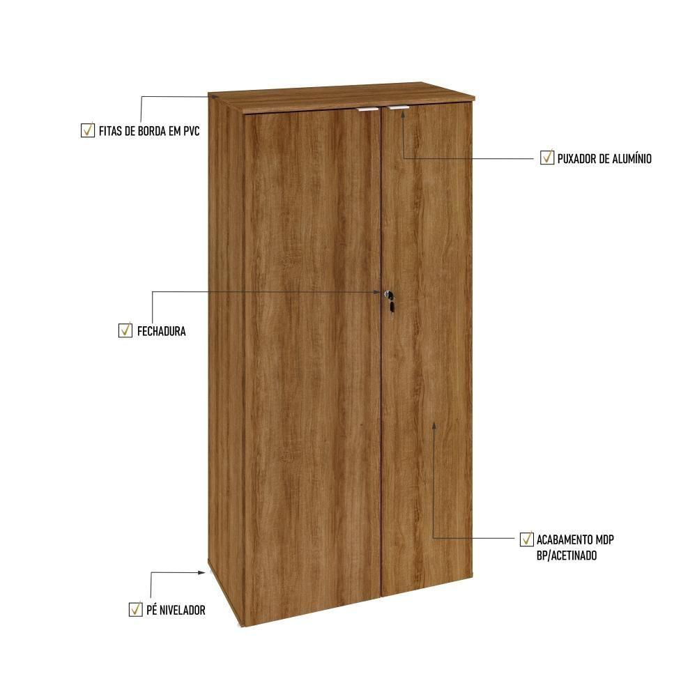 Armário Alto Fechado Com 02 Portas 161,5x80x42cm Wlaf80 Lâmina Mel - Branco - 3