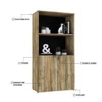 Armário Alto Estante Com 02 Portas 161,5x80x42cm Wlae80 Carvalho - Preto - 2