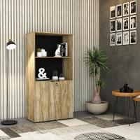 Armário Alto Estante Com 02 Portas 161,5x80x42cm Wlae80 Carvalho - Preto - 3