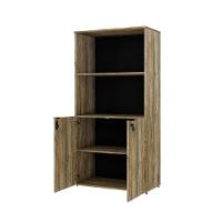 Armário Alto Estante Com 02 Portas 161,5x80x42cm Wlae80 Carvalho - Preto - 5