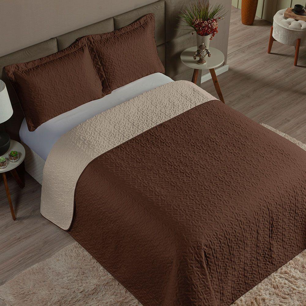 Cobre Leito Queen 3 Peças Clara 100% Poliéster - Marrom/cáqui - 4