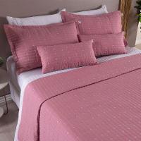Kit Cobre Leito Casal Padrão 7 Peças Bordado Urbany Hipercal 400 Fios 100% Poliéster - Rosê