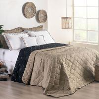 Kit Cobre Leito Dupla Face Casal Padrão Bordado Renove 7 Peças Hipercal 400 Fios 100% Poliéster - Cáqui - 1