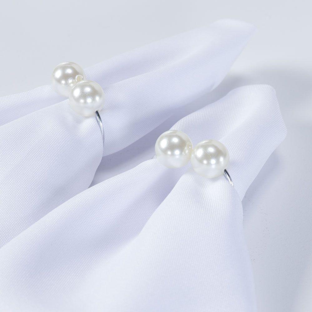 Kit Anel Para Guardanapos Pérola Duplo Grande 4cm X 3cm Argola - Prata - 2