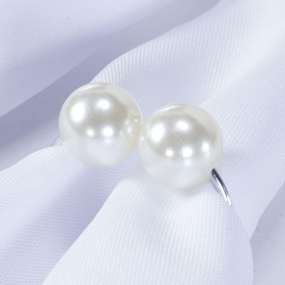 Kit Anel Para Guardanapos Pérola Duplo Grande 4cm X 3cm Argola - Prata - 3