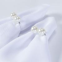 Kit Anel Para Guardanapos Pérola Duplo Grande 4cm X 3cm Argola - Prata - 2