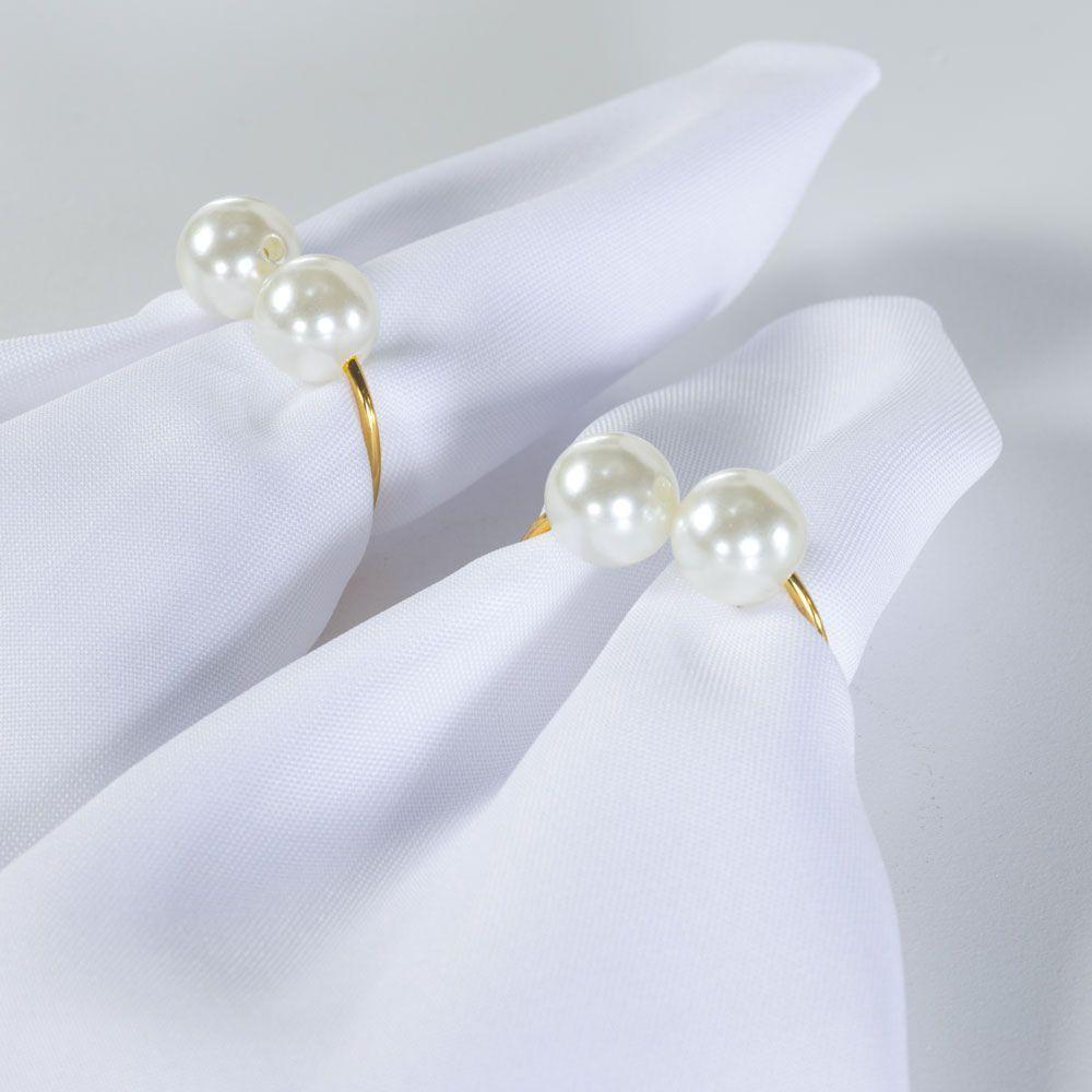 Kit Anel Para Guardanapos Pérola Duplo Grande 4cm X 3cm Argola - Dourado - 3