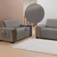 Protetor De Sofá King 2 Lugares Classic 100% Poliéster - Cinza - 3