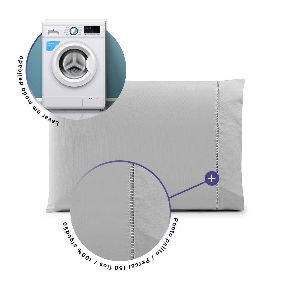 Par De Fronhas 70cm X 50cm 2 Peças Paris Percal 150 Fios 100% Algodão - Cinza - 2