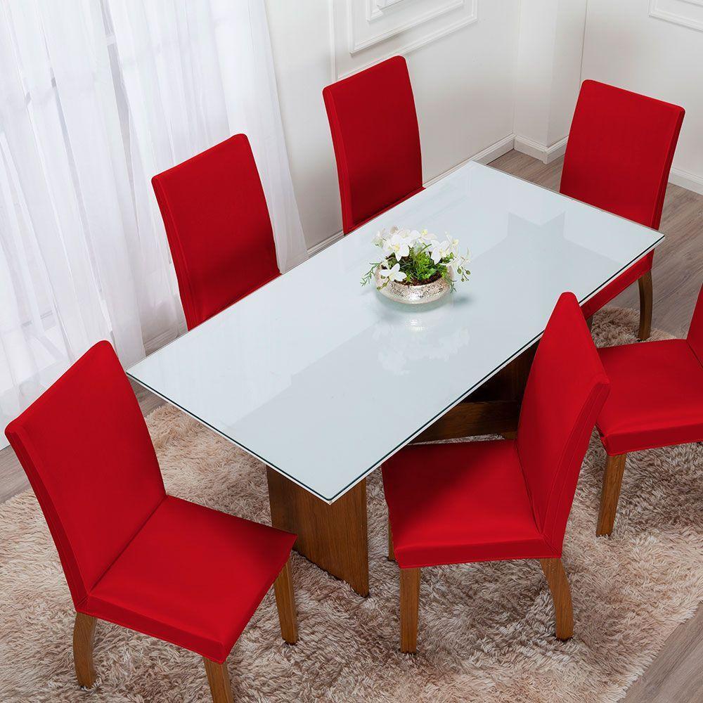 Kit 04 Capas Para Cadeiras Mr 4 Lugares Malha Gel 100% Poliéster - Vermelho - 4