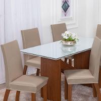 Kit 06 Capas Para Cadeiras Mr 6 Lugares Malha Gel 100% Poliéster - Avelã - 3