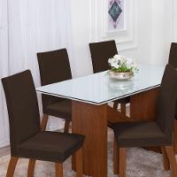 Kit 06 Capas Para Cadeiras Mr 6 Lugares Malha Gel 100% Poliéster - Marrom - 3