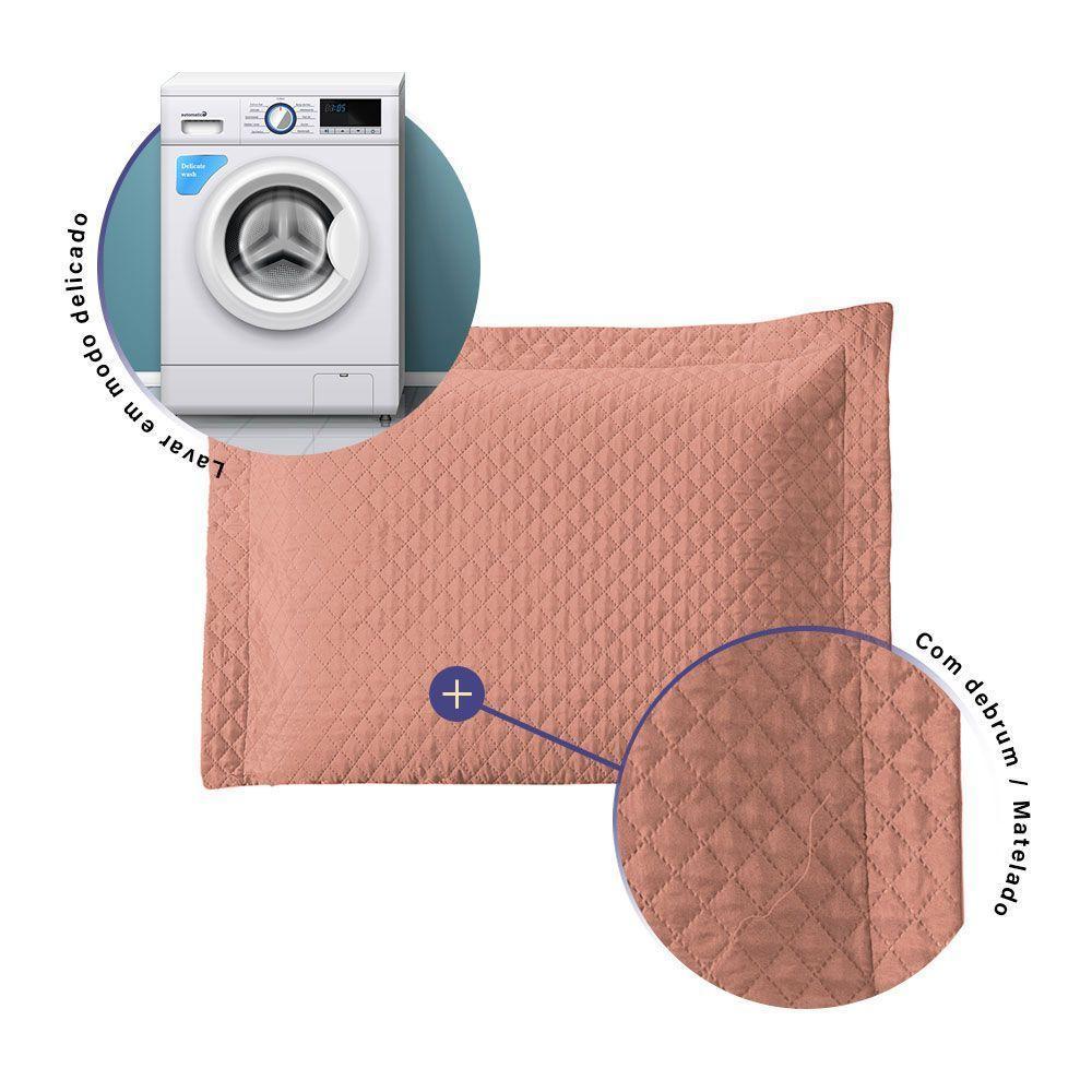Porta Travesseiro Avulso 70cm X 50cm 1 Peça Prime Ultrassônico 100% Poliéster - Rosê - 2