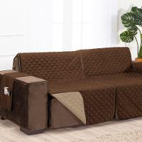 Protetor De Sofá Assento 2,20m Retrátil Mr100% Poliéster - Marrom/cáqui - 1