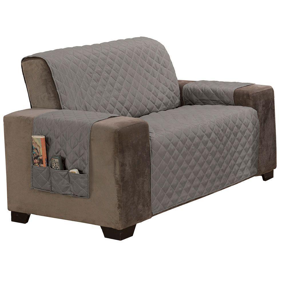 Protetor De Sofá King 2 Lugares Classic 100% Poliéster - Cinza - 1