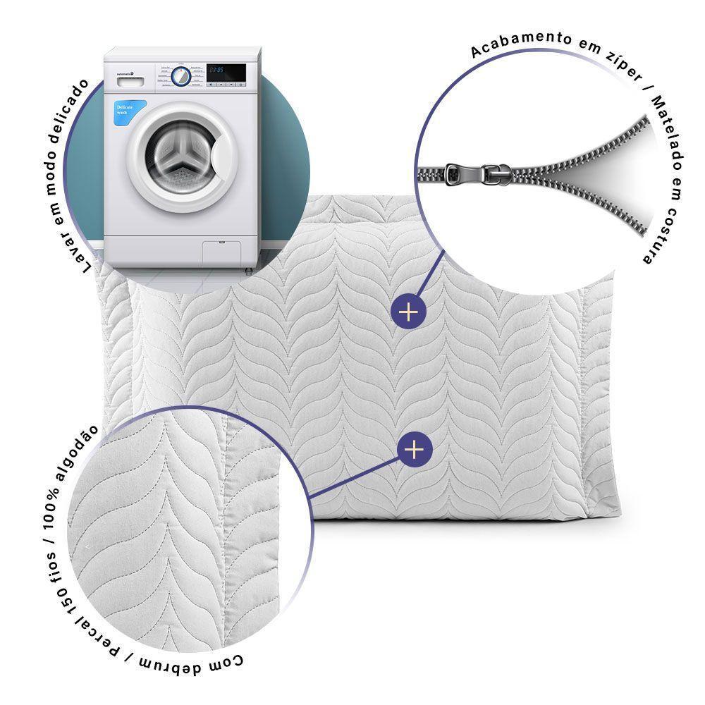 Porta Travesseiro Avulso 70cm X 50cm Com Debrum 1 Peça Paris Matelado Percal 150 Fios 100% Algodão - Branco - 2